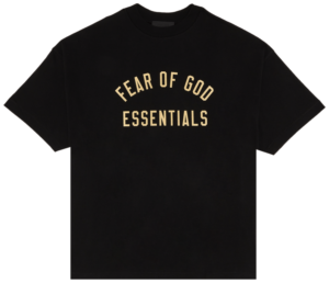 Czarna Koszulka Fear of God Logo Yellow