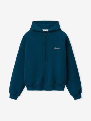  Essentials Signature Half Zip Blue Hoodie